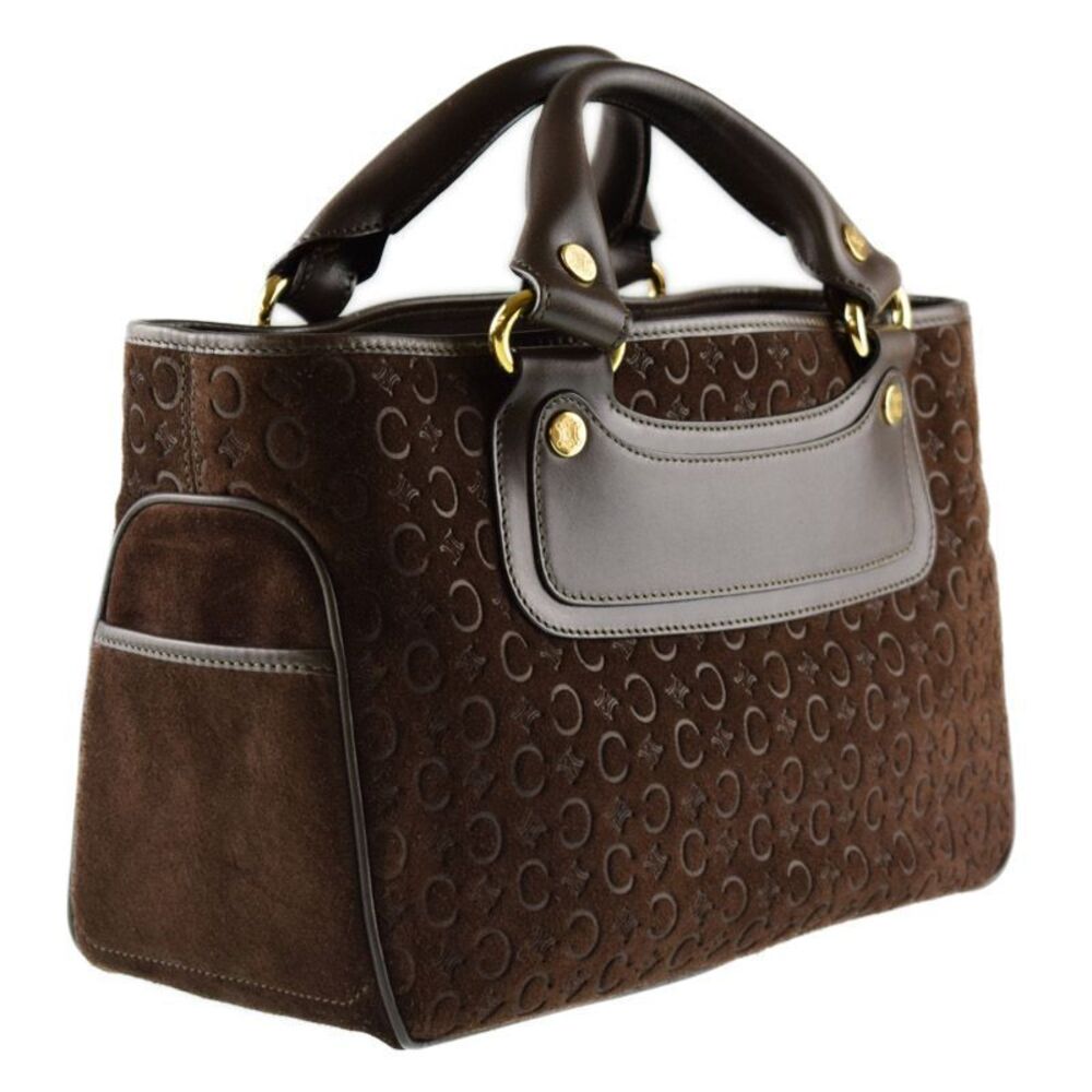 Celine Boogie Bag Dark Brown Suede Leather Handbag mo